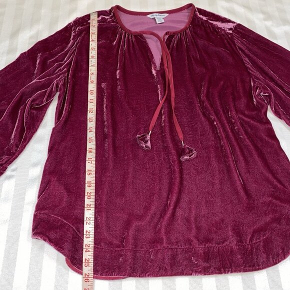 Tommy Bahama SILK Velvet Sands Sz M Tie Neck Pullover Blouse Fuchsia - Picture 9 of 16